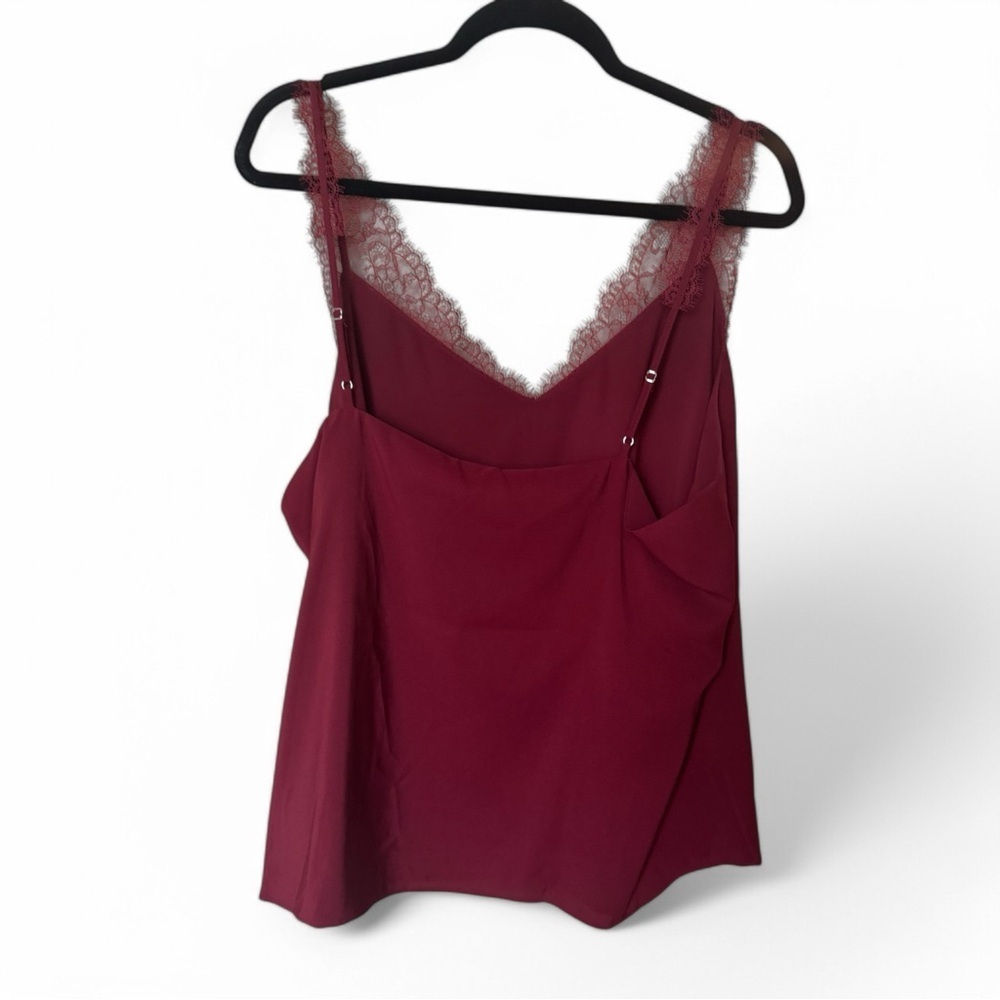 Elegant Burgundy Lace Trim Women's Top - Picture 4 of 5